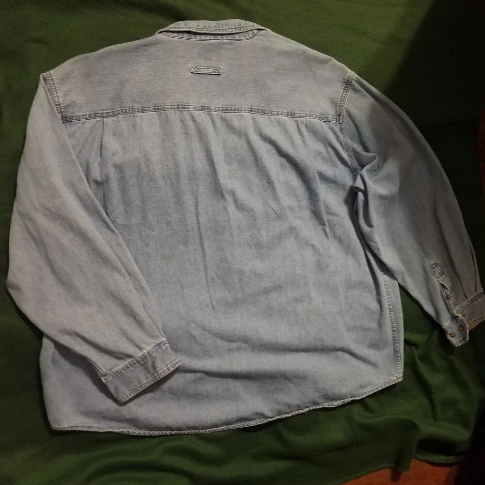 rugged: denim 3XL Faded Glory long sleeve shirt with pockets - Picture 3 of 5